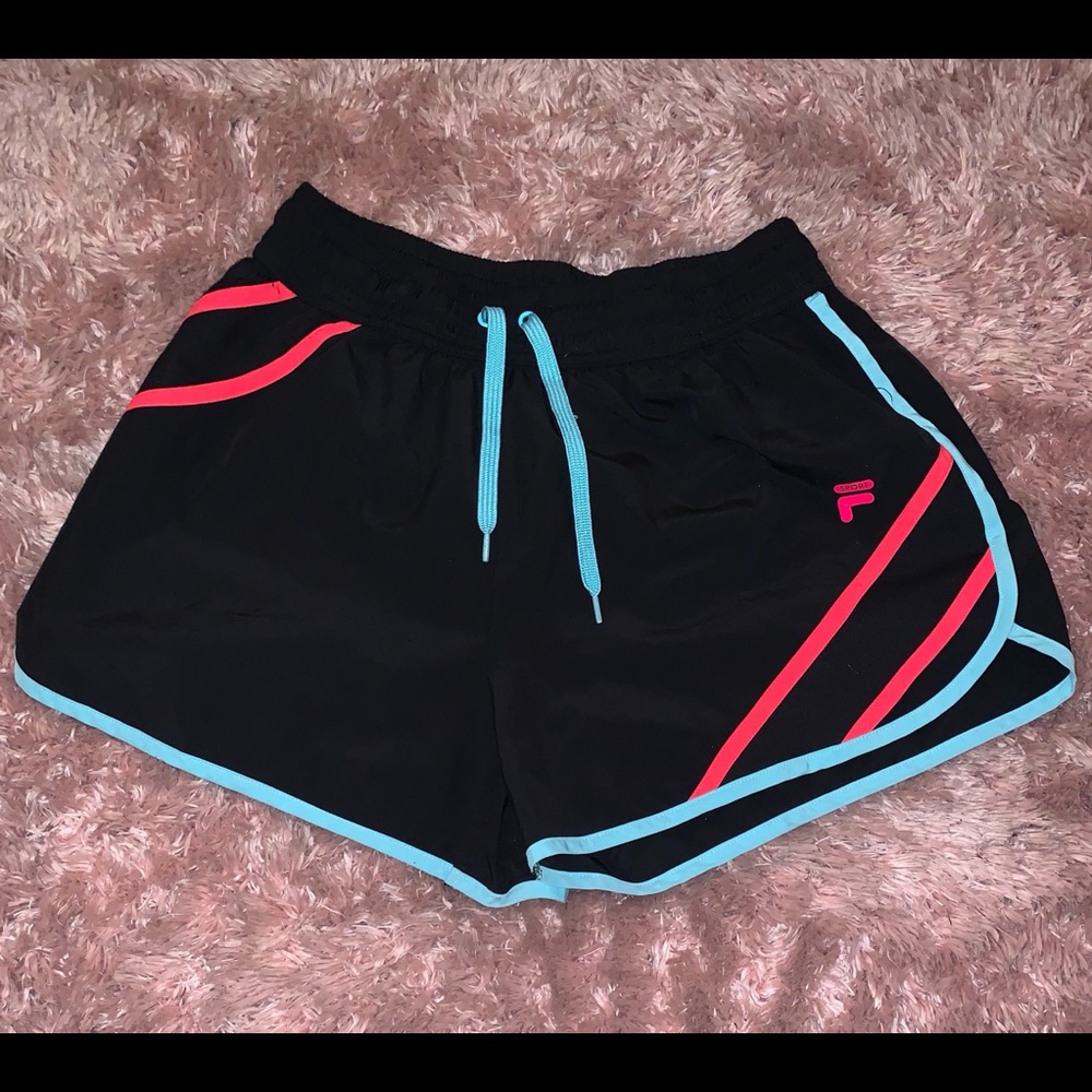 Fila sport short all black with blue and pink trim